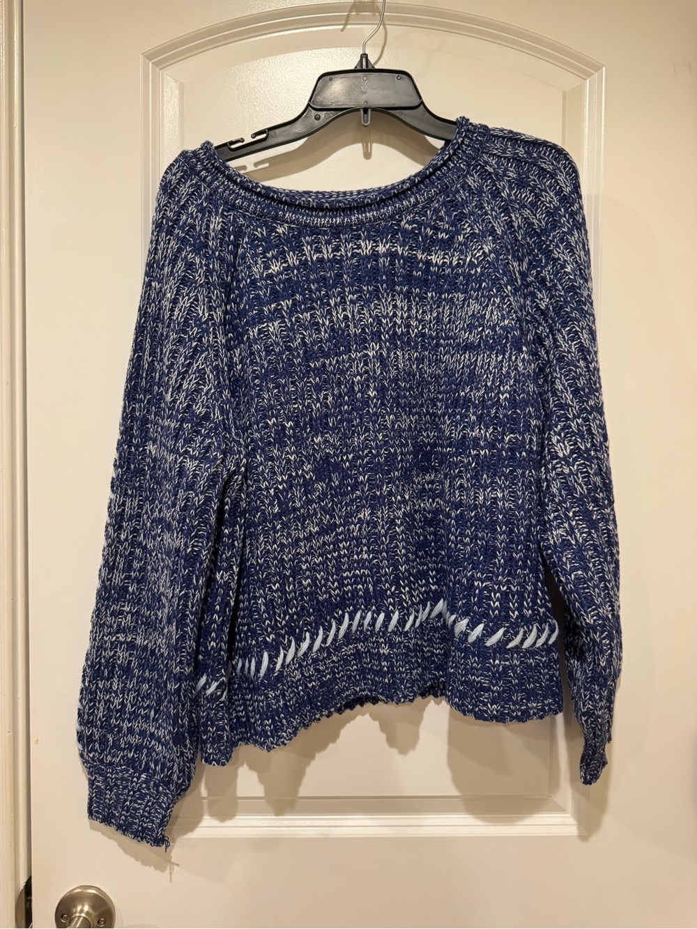 Altar'd State Navy & White Marled Crewneck Sweater